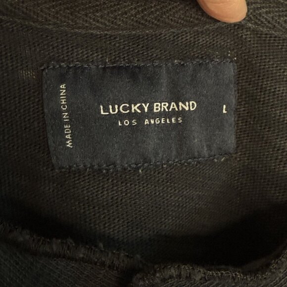 Lucky Brand Black Long Sleeve Snap Henley, L - Picture 6 of 9